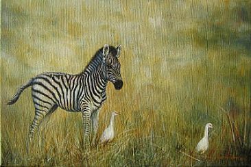 Equus and Egrets - Horses - Zebra - Egrets - Birds by Wendy Palmer