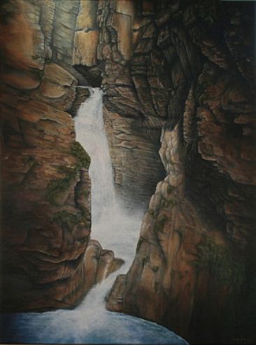 Johnston Canyon Lower Falls - Waterfall - Landscape by Wendy Palmer