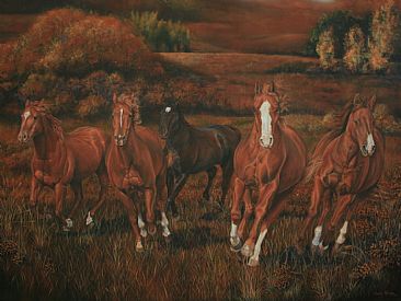 Autumn Thunder - Horses - Quarter Horses by Wendy Palmer