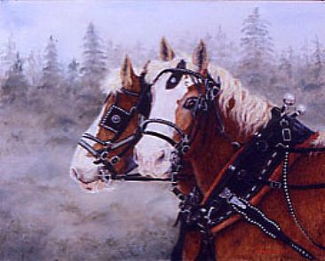 Two Up - Team of Working Horses by Linda Walker