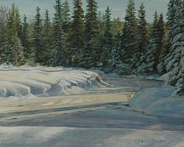 Winter Creek Shadows - Winter landscape by Barry Bowerman