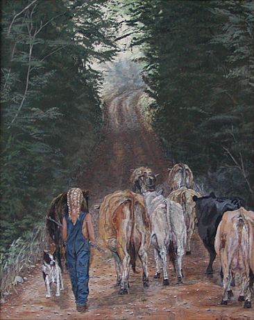  - Redwoods, Cows, Dogs, Children by Eva Stanley