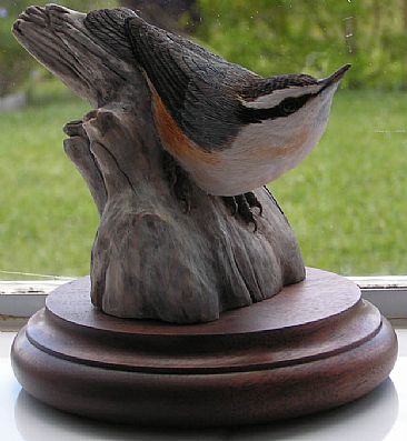 Red Breasted Nut Hatched - one piece Tupelo wood by Tykie Ganz