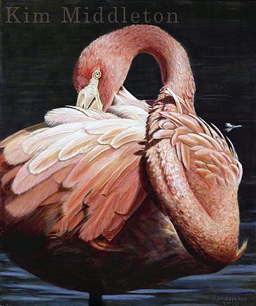 Sensuous Neckline - Caribbean Flamingo by Kim Middleton