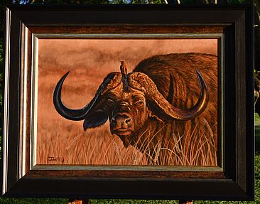 Buffalo in brown - Cape Buffalo by Ilse de Villiers
