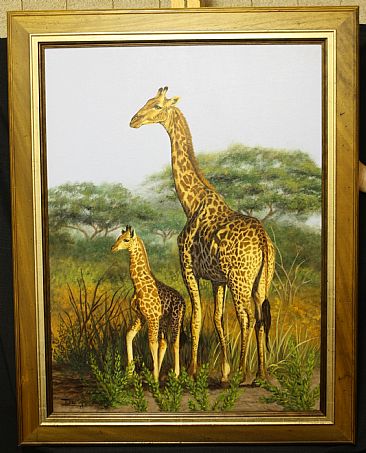 Mother & baby-perfectly patterned - Giraffe by Ilse de Villiers