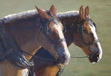Partners - Belgian Drafthorses by Kathleen Dunphy