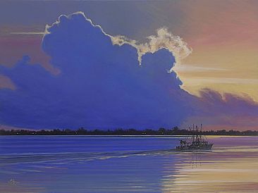 Homeward - shrimp boats on the way home in the gulf by Del-Bourree Bach