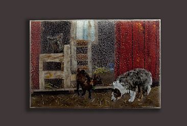 Andrew's Alaskan Barnyard Friends - Australian Shepard and Goats by Kathleen Sheard