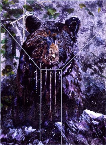 Ursus americanus  Territorial Stand    - Black Bear by Kathleen Sheard