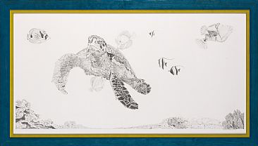 Hona Ea' - Hawksbill sea turtle and other marine life by Kathleen Sheard
