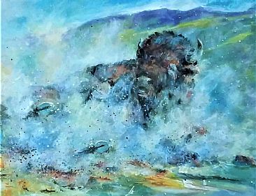 Just Dusting - American Bison by Wayne Chunat