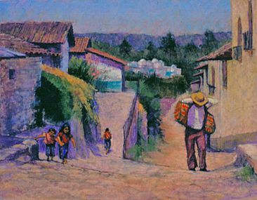Long Roads Home - Village scene in Chichicastenango, Guatemala by Sandra Place