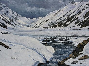 Frozen Saif ul Malook Lake - Frozen lake by Ahsan Qureshi