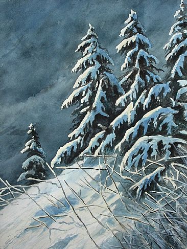 Snow covered trees - Snow over trees (SOLD) by Ahsan Qureshi