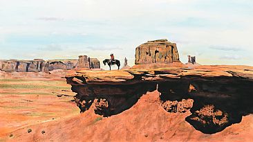 Monument Valley-Navajo Indian on horseback - Navajo Indian on horse by James Fiorentino