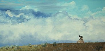 Passing the Storm - Western Prairie and Pronghorn Antelope by Jason Kamin