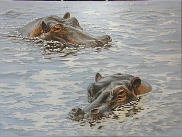 Hippo Pool - Afrian wild life by Werner Rentsch