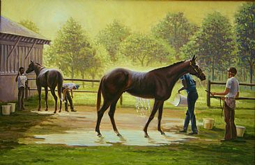 Morning Bath - Horses by Werner Rentsch