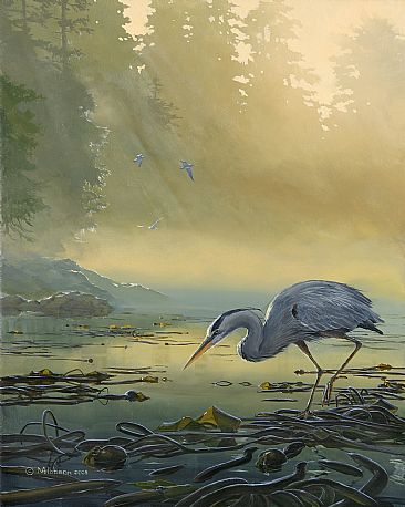 Great Blue Heron: A Delicate Balance -  by Mark Hobson