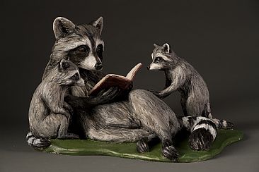 Raccoon family - Raccoons by Cindy Billingsley
