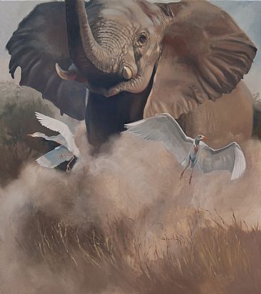 Raising a Little Dust - African Elephant by Kathryn Weisberg