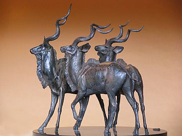 Three Greater Kudu Antelope -  by Robert Glen