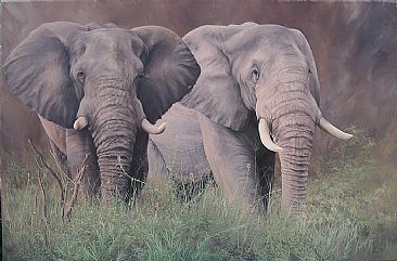 Napolean and Friend - African elephant by Susan Jane Lees