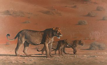 Cub Scouts - Lioness and cubs by Peter Gray