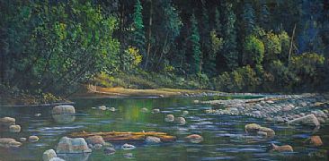 Riverbend Light  - Morning Light on a river near the Coquihalla by Murray Phillips