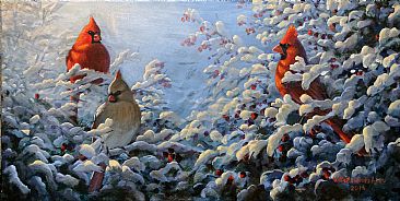 The Winter Garden and Cardinals - Cardinals by Valentin Katrandzhiev