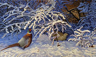 First Snow - Pheasants by Valentin Katrandzhiev