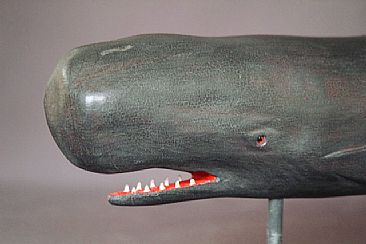 Clark Vorhees style contemporary antique Sperm whale - Antique Sperm whale carving by Yves Laurent