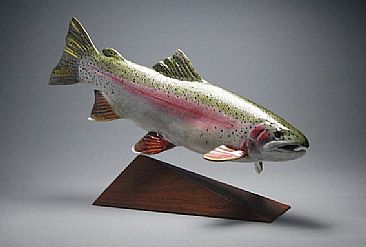Rainbow trout - Hand carved Rainbow trout by Yves Laurent