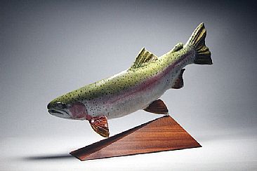Rainbow trout  - Hand carved Rainbow trout by Yves Laurent