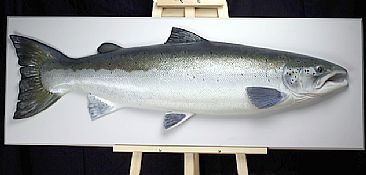 Atlantic Salmon fish plaque - Trophy fish carving by Yves Laurent
