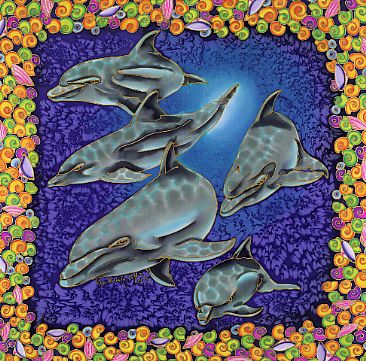 Family - Bottle Nose Dolphins by Kim Toft