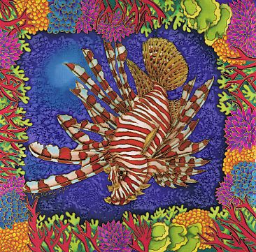 Luscious Lionfish - Lionfish and Coral Reef by Kim Toft
