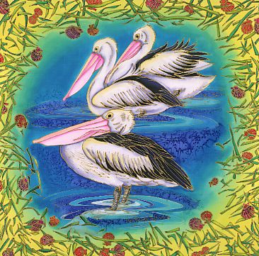 Sitting Pretty - Pelicans by Kim Toft