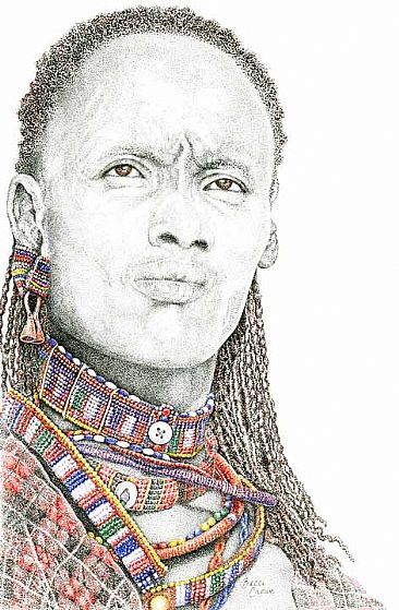 Beaded Splendor - Maasai Warrior, Tanzania by Becci Crowe