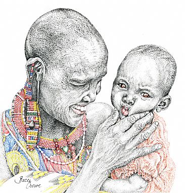 Maasai Mama - Maasai Woman with Child by Becci Crowe