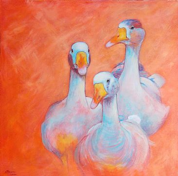 Follow me - SOLD - Geese by Paula Wiegmink