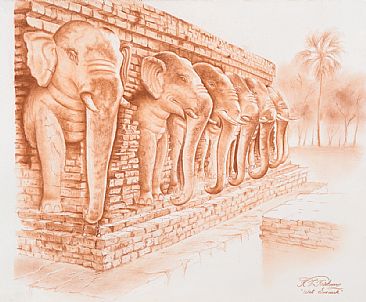The Elephant Parade - Wat Sorasak, Sukhothai -  by Krish Krishnan