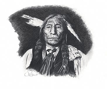 Chief Wolf Robe - Portrait of Chief Wolf Robe. Native American Indian by Susan Shimeld