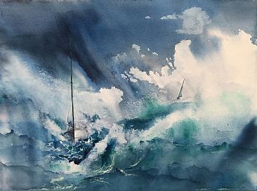 Any Port - Yacht in a storm by Sandi Lear