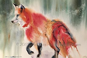 Near Brush - Red Fox by Sandi Lear