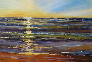 Lake Michigan Sunset - Lake Michigan by Sandra  Strohschein