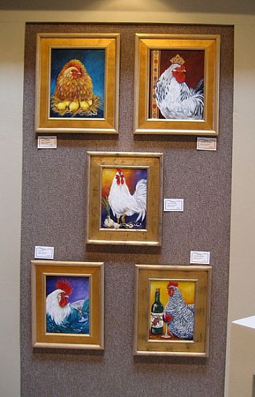 Gallery photo of Gourmet Chickens Framed - Gourmet Chicken series by Maria Ryan