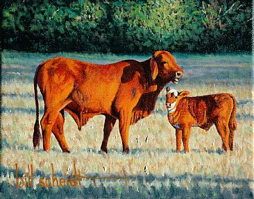 Little Brother - Two calves by Bill Scheidt
