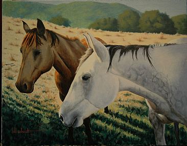Seeking Shade - Horses by Bill Scheidt